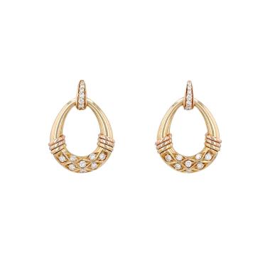 Orecchini pendenti 1990's Cartier Rumba in 3 ori e diamanti