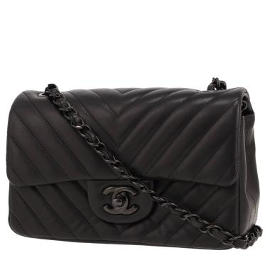 Sac à main Chanel  Timeless mini  en cuir matelassé chevrons noir