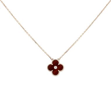 Collier Van Cleef & Arpels Holiday Alhambra (2017) en or rose, oeil de taureau et diamant