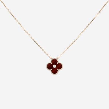 Collier Van Cleef & Arpels Holiday Alhambra (2017) en or rose, oeil de taureau et diamant