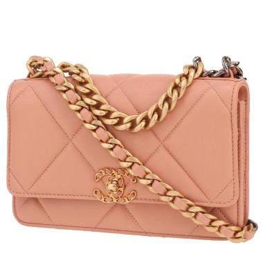 Bolso bandolera Chanel  Wallet on Chain 19 en cuero acolchado rosa
