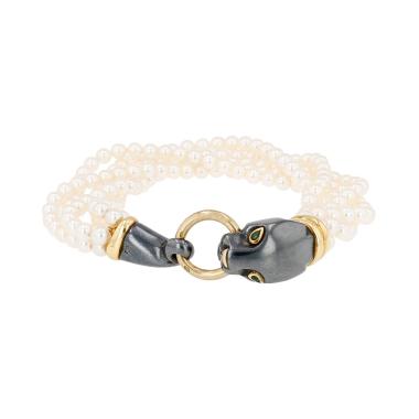 Bracelet Cartier Panthère en or jaune, argent et perles de culture