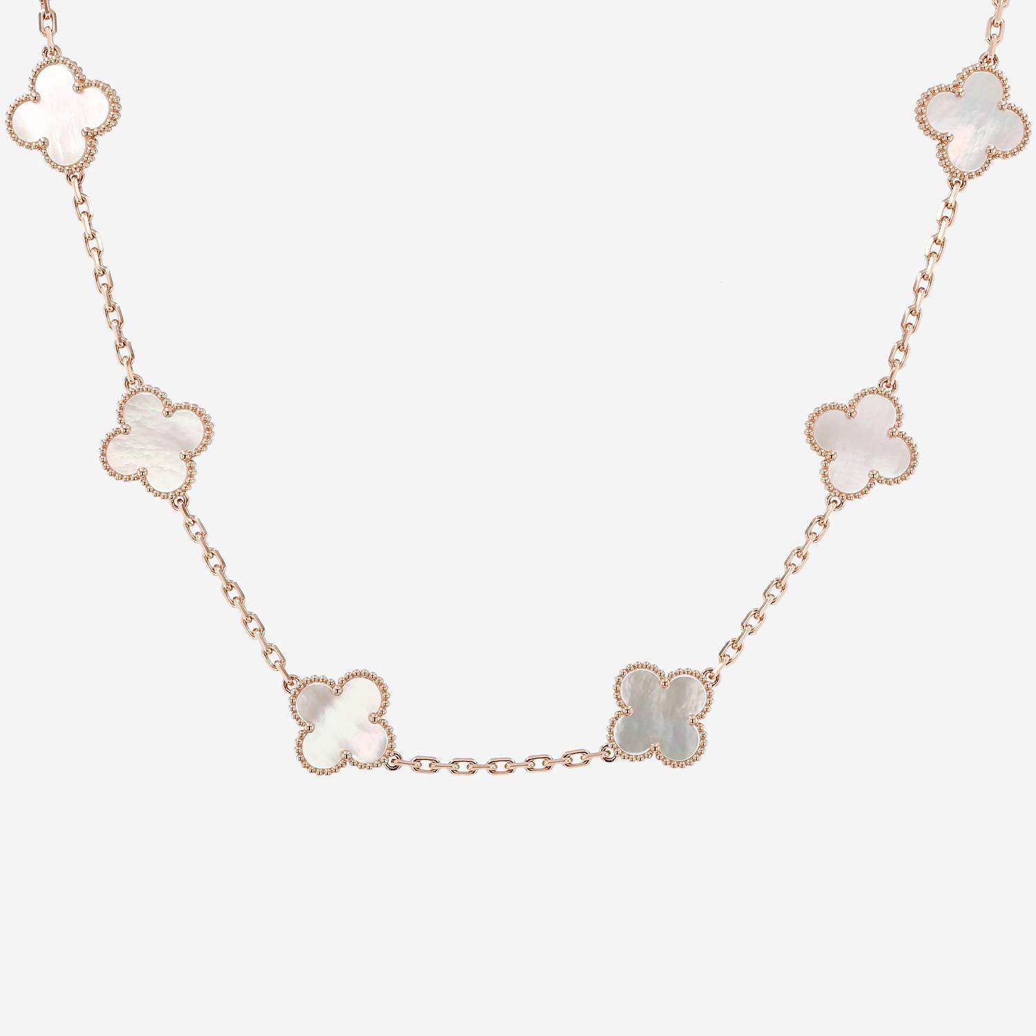 Collana Van Cleef & Arpels Vintage Alhambra in oro rosa e madreperla bianco