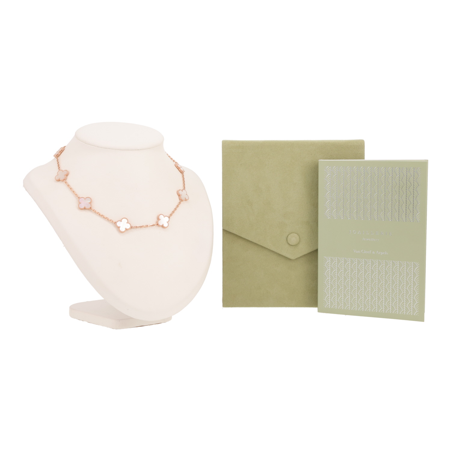 Collier Van Cleef & Arpels Vintage Alhambra en or rose et nacre blanche - Detail D2