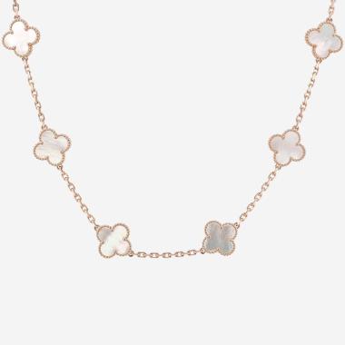 Collier Van Cleef & Arpels Vintage Alhambra en or rose et nacre blanche