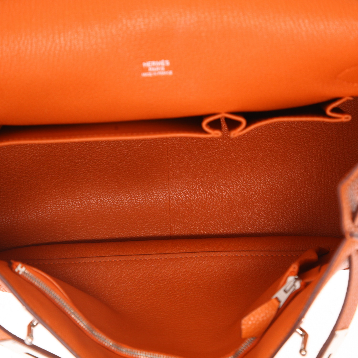 Sac bandoulière Hermès  Jypsiere 31 cm en cuir togo orange - Detail D3