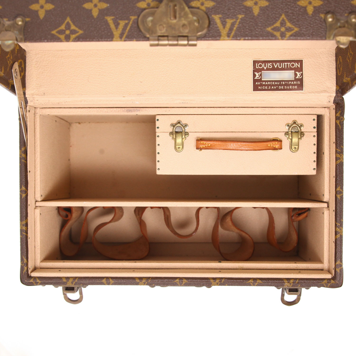 Beauty Louis Vuitton  Boîte à flacons in tela monogram marrone e pelle naturale - Detail D3