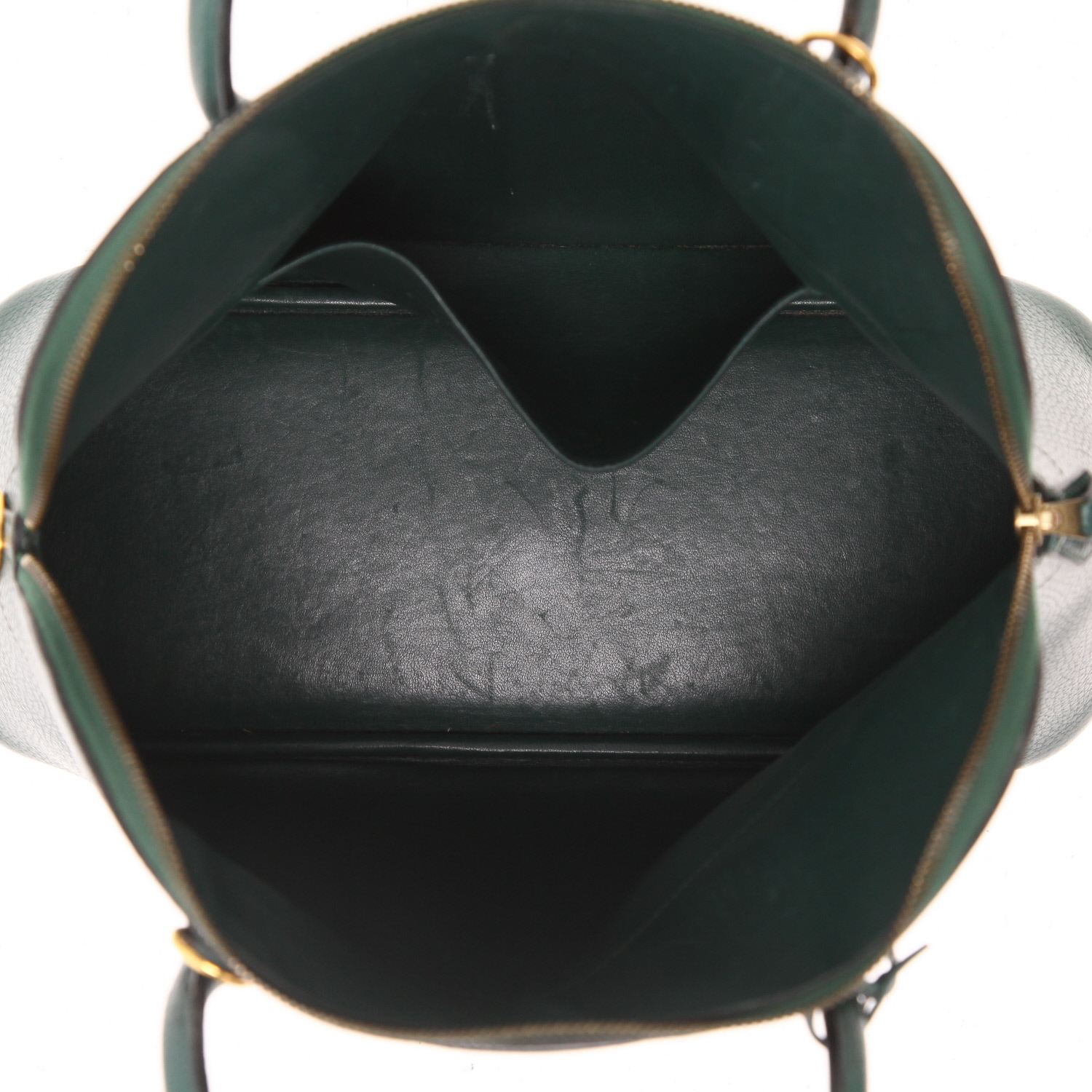 Hermès  Bolide 35 cm handbag  in green Ardenne leather - Detail D3