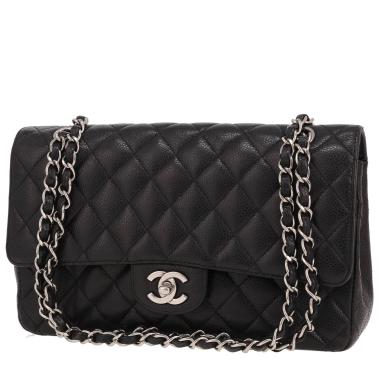 Chanel  Timeless Classic handbag  in black quilted grained leather