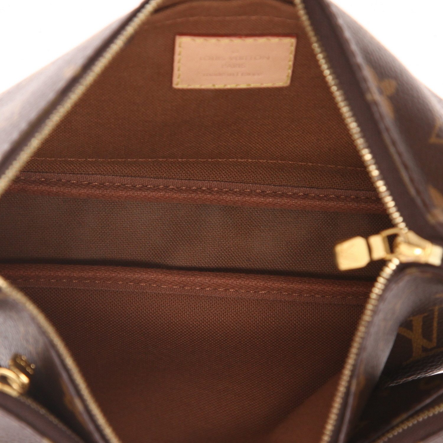 Bolso bandolera Louis Vuitton «Multi-Pochette» con accesorios, de lona Monogram marrón y piel natural - Detail D3