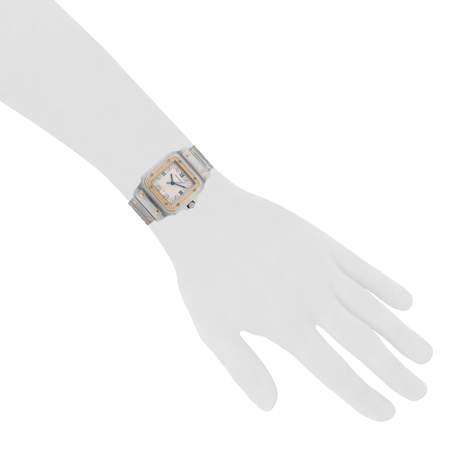 Cartier Santos Galbée  medium model  in gold and stainless steel Ref: Cartier - 187901  Circa 1990 - Detail D1