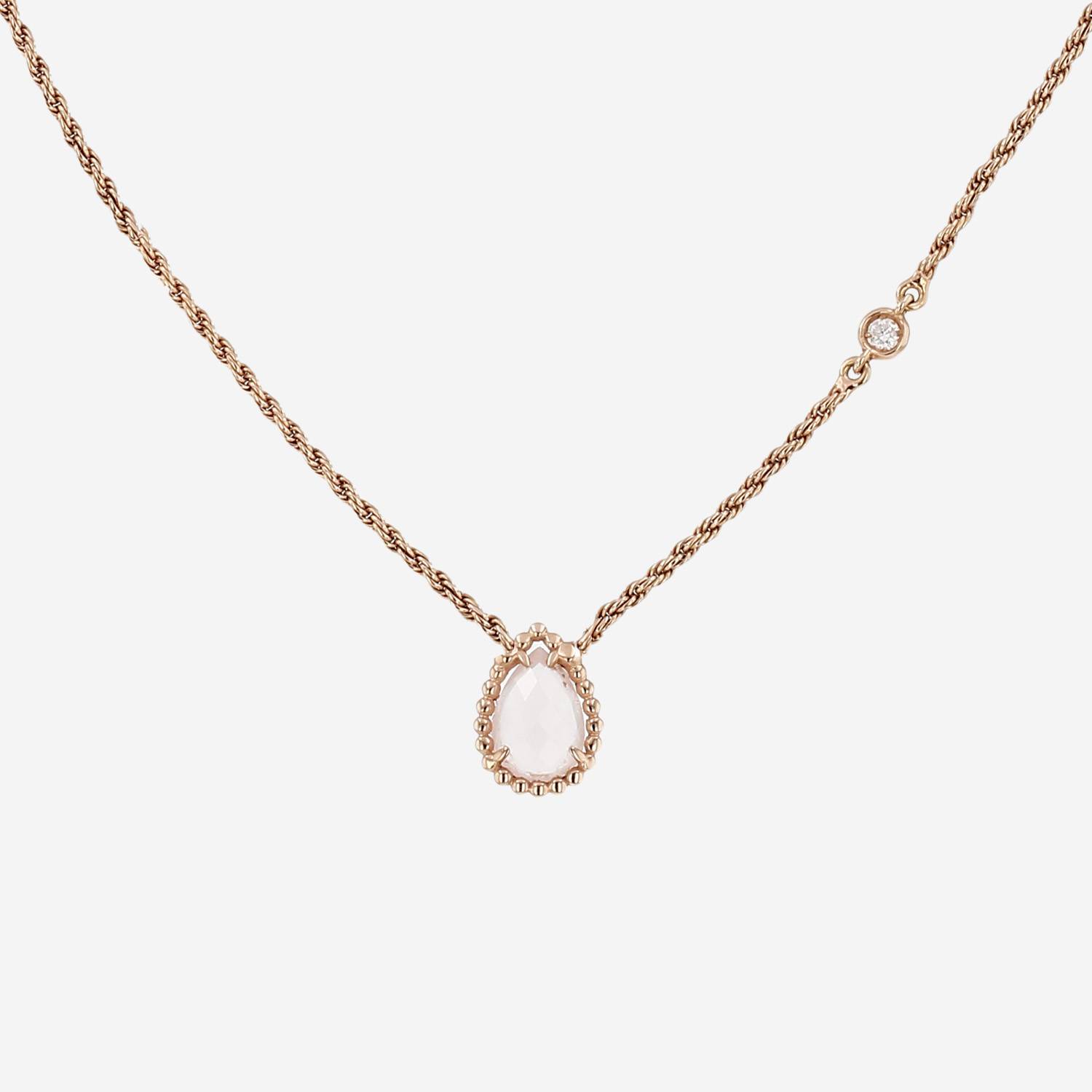 Collana Boucheron Serpent Bohème taglia XS in oro rosa, quarzo rosa e diamante