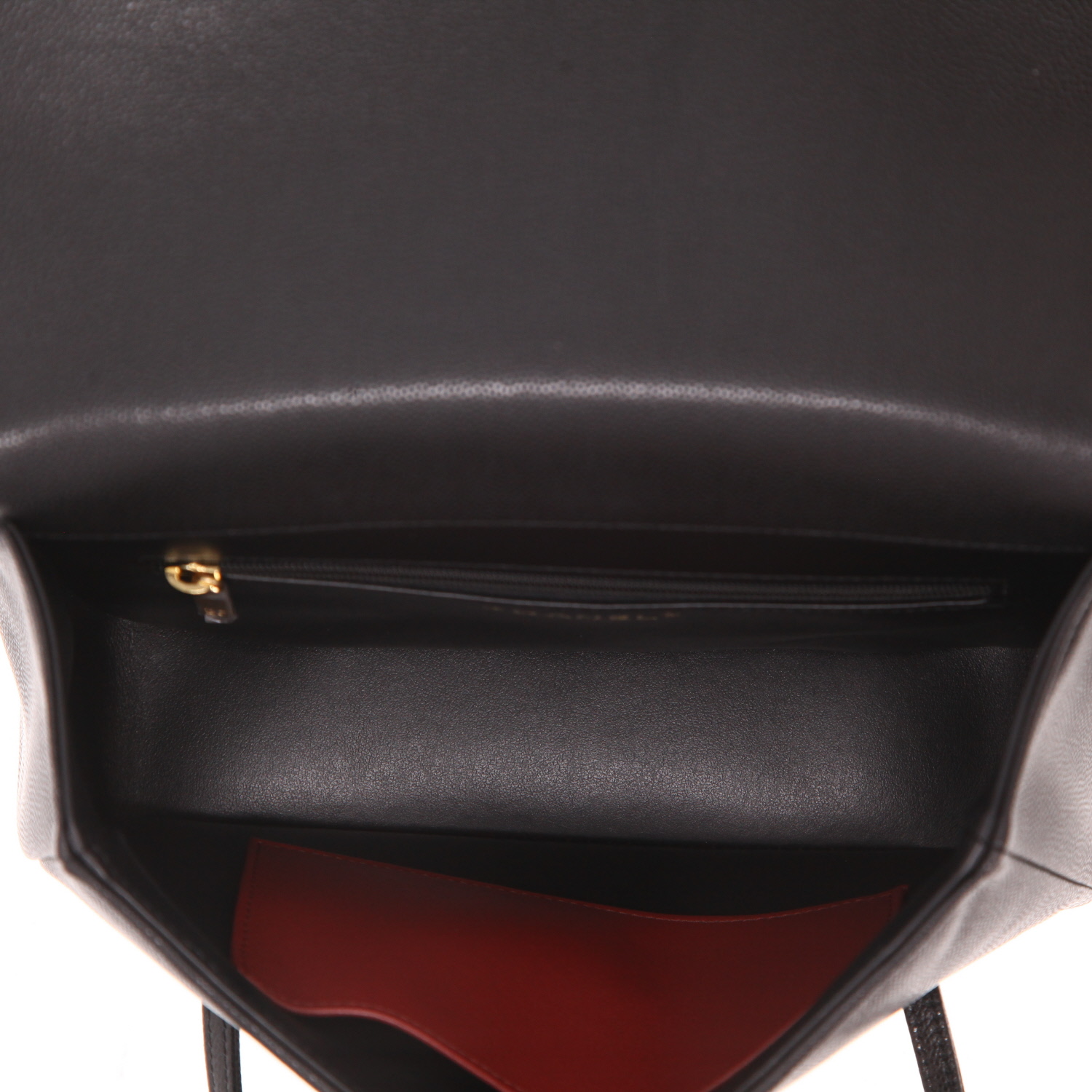 Bolso bandolera Chanel  Sac à rabat modelo pequeño  en cuero granulado negro - Detail D3