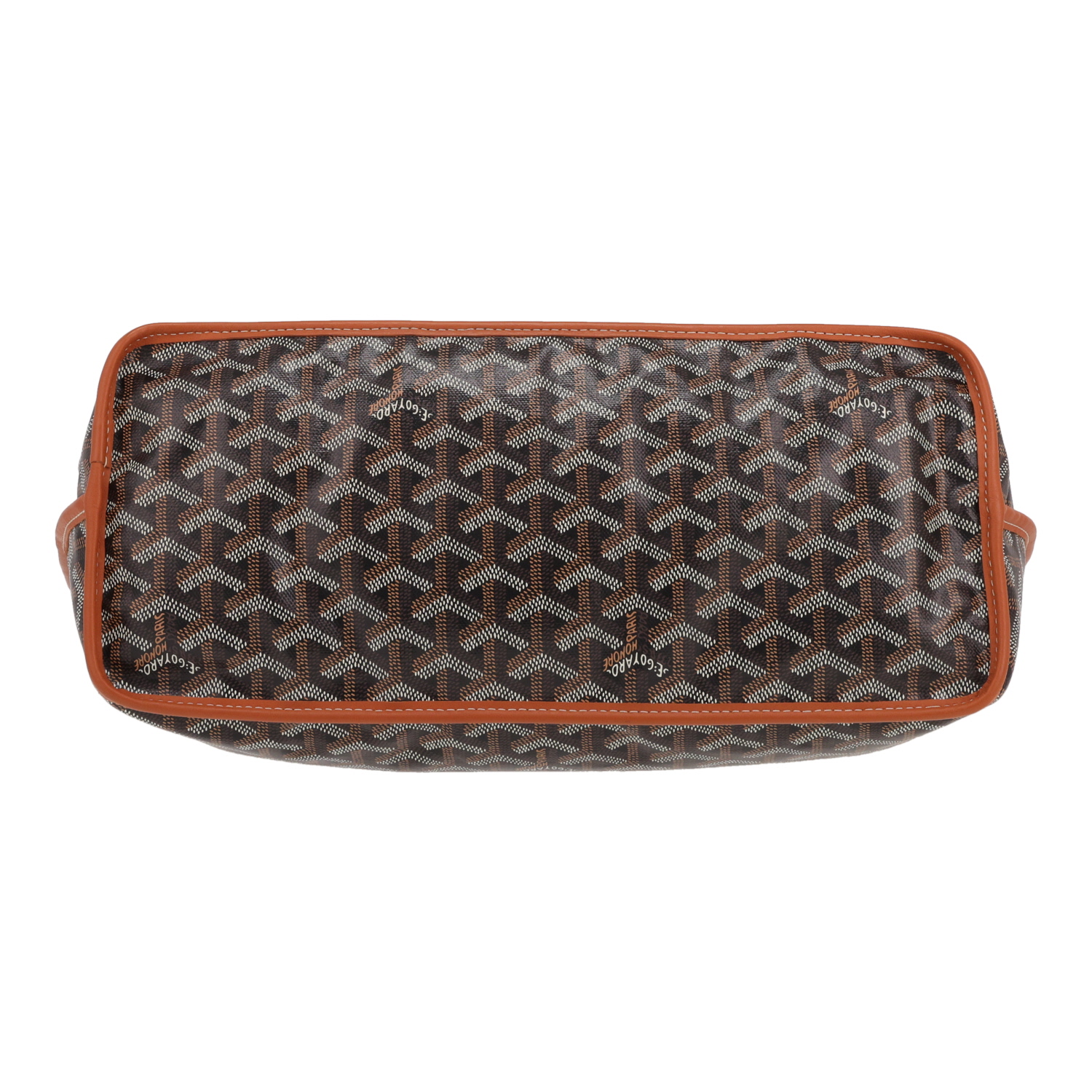 Sac cabas Goyard  Anjou réversible en toile Goyardine marron et cuir marron - Detail D1