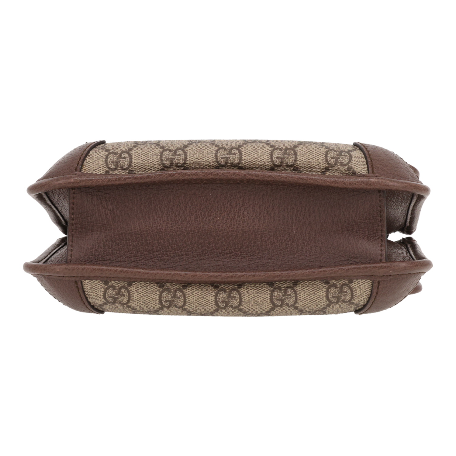 Sac bandoulière Gucci  Suprême GG en toile beige et cuir marron - Detail D1