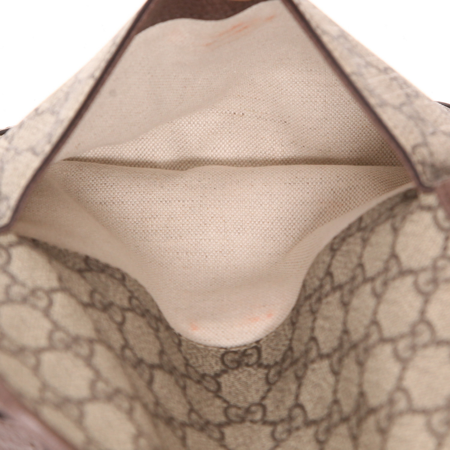 Borsa a tracolla Gucci  Suprême GG in tela beige e pelle marrone - Detail D5