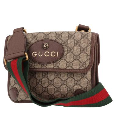 Sac bandoulière Gucci  Suprême GG en toile beige et cuir marron
