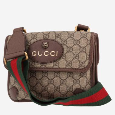 Sac bandoulière Gucci  Suprême GG en toile beige et cuir marron