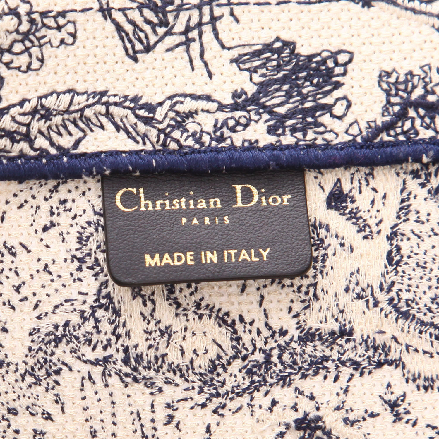 Sac cabas Dior  Book Tote moyen modèle  en toile bleue et blanche - Detail D2