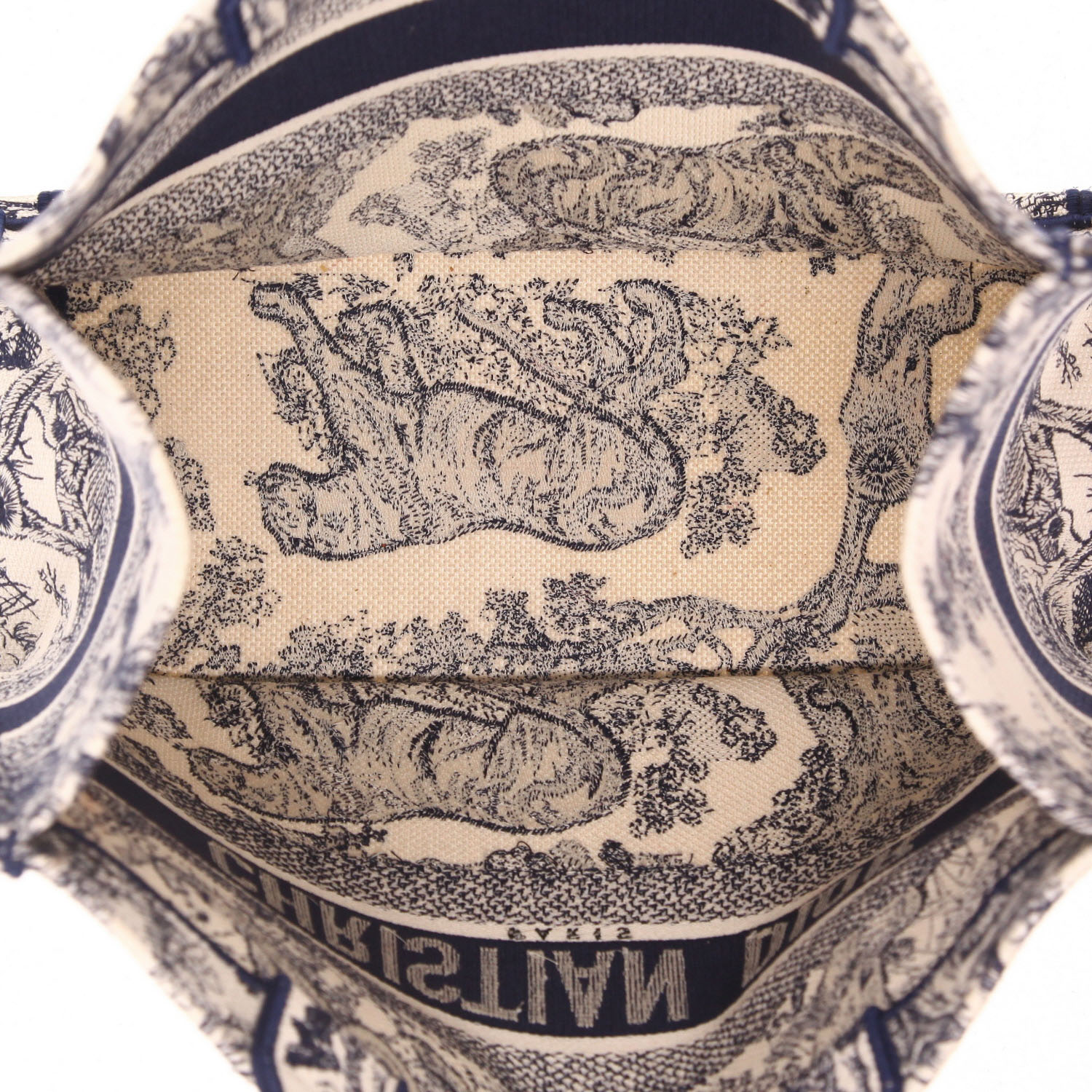 Bolso Cabás Dior  Book Tote modelo mediano  en lona azul y blanca - Detail D3