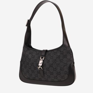 Sac à main Gucci  Jackie en toile sûpreme GG noire et cuir noir