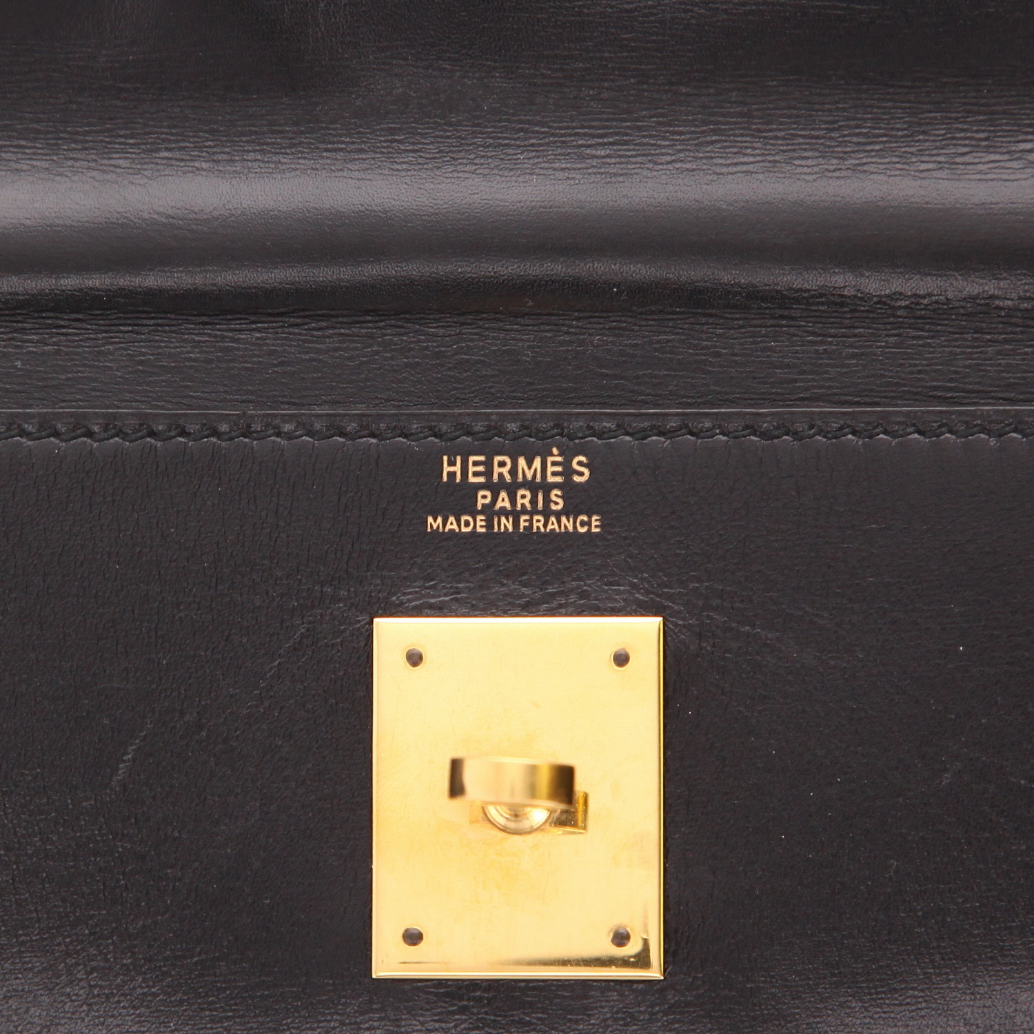 Bolso Hermès Kelly de 32 cm en piel negra tipo «box» - Detail D2