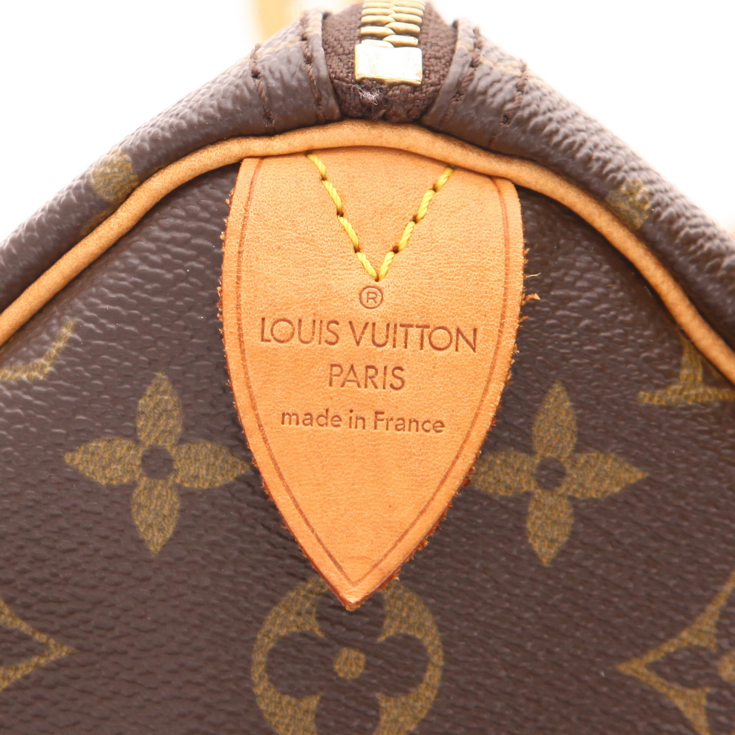 Sac à main Louis Vuitton  Speedy 35 en toile monogram marron et cuir naturel - Detail D2