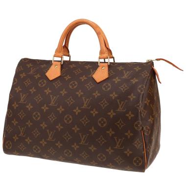 Louis Vuitton Speedy 35 handbag in brown Monogram canvas and natural leather