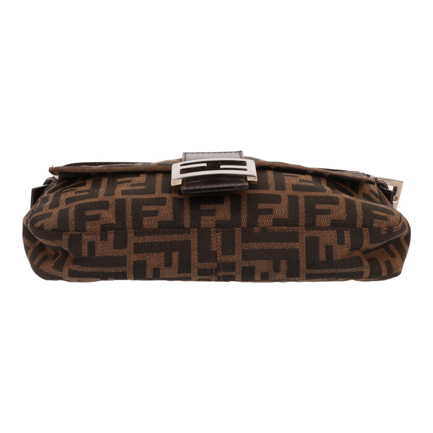 Borsa Fendi Baguette in tela marrone con logo e pelle marrone - Detail D1
