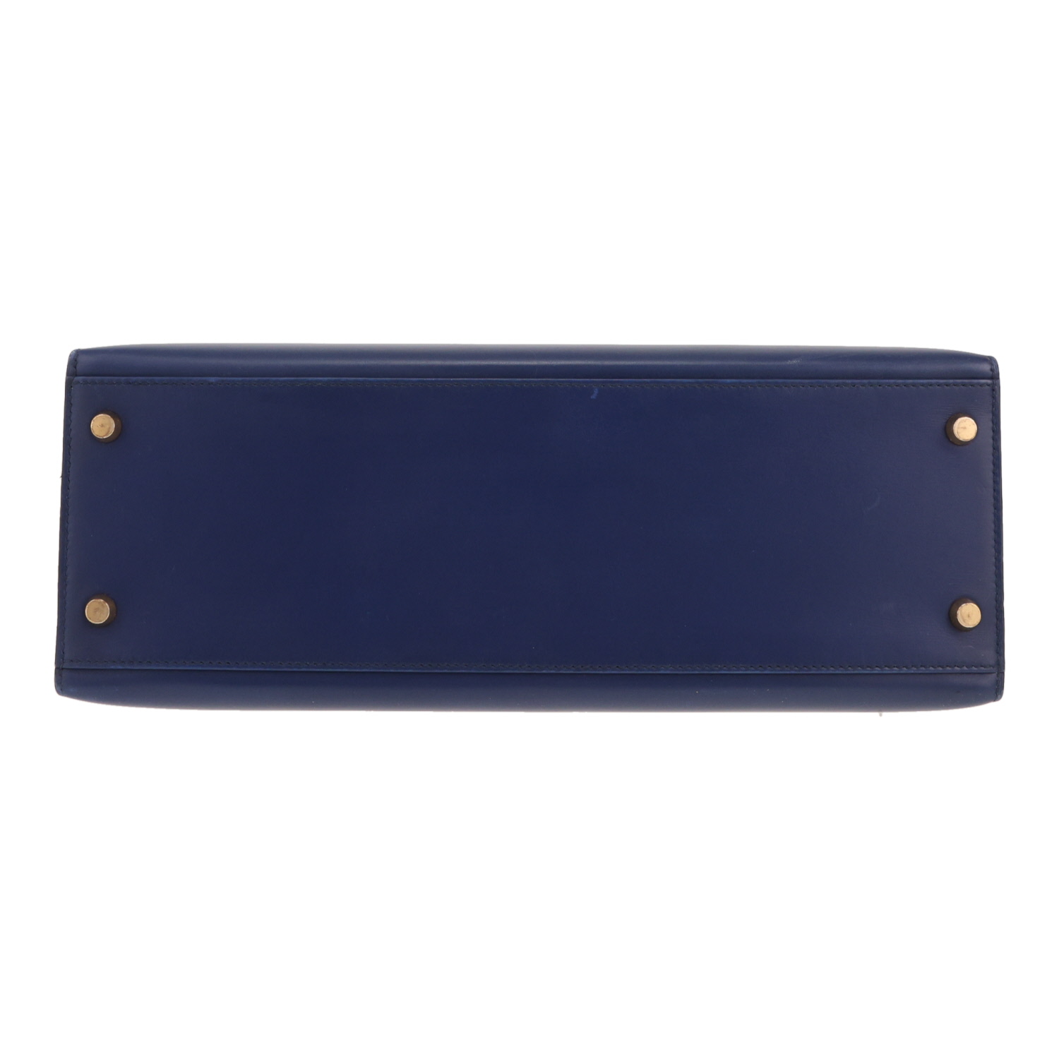 Hermès Kelly 32 cm handbag in Bleu Saphir box leather - Detail D1