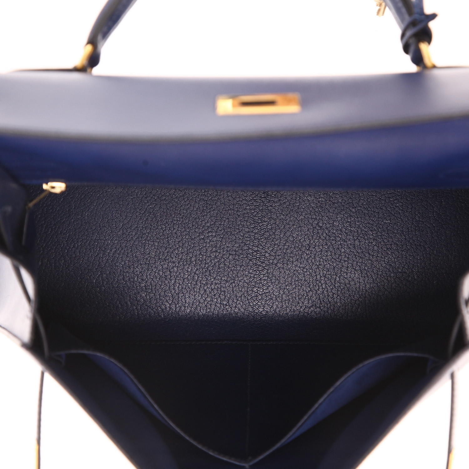 Hermès Kelly 32 cm handbag in Bleu Saphir box leather - Detail D3