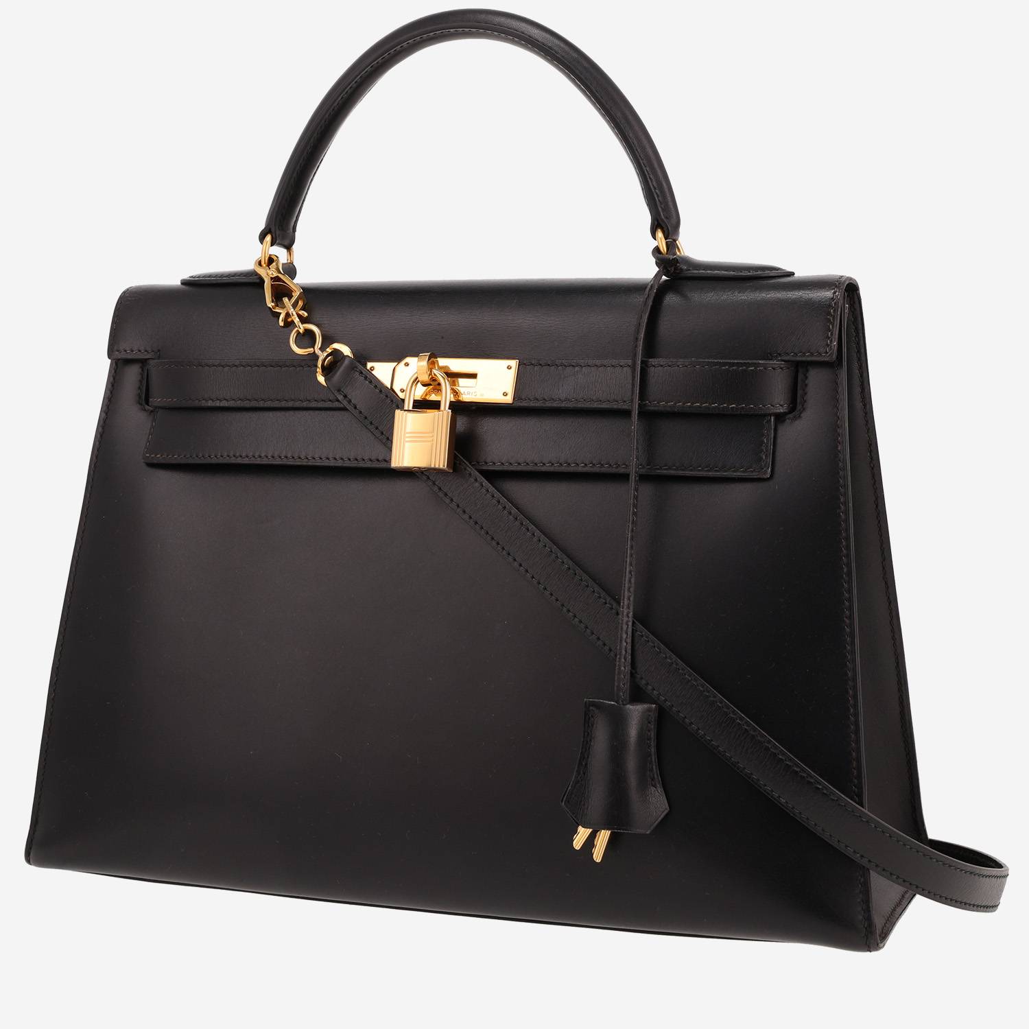 Hermès Kelly 32 cm handbag in Noir box leather