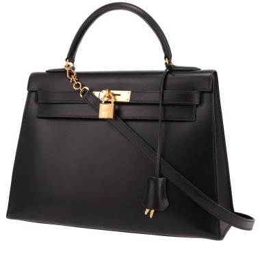 Hermès Kelly 32 cm handbag in Noir box leather