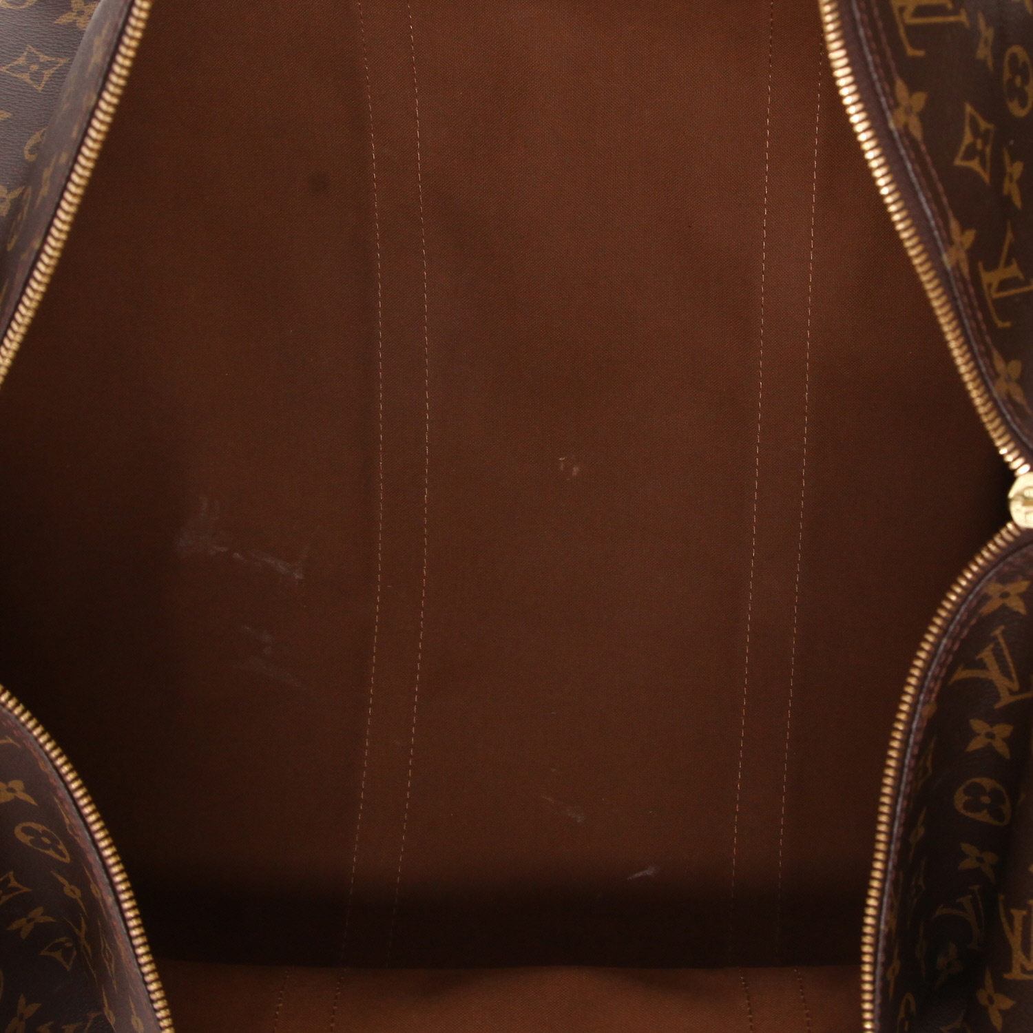 Louis Vuitton  Keepall 60 travel bag  in brown monogram canvas  and natural leather - Detail D3