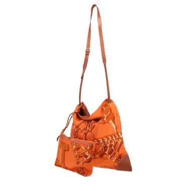 Hermès  Silk City shoulder bag  in orange silk  and Barenia leather