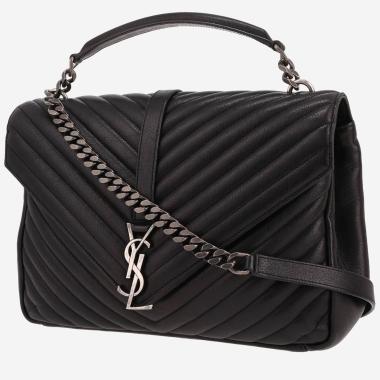 Sac à main Saint Laurent  College en cuir matelassé noir