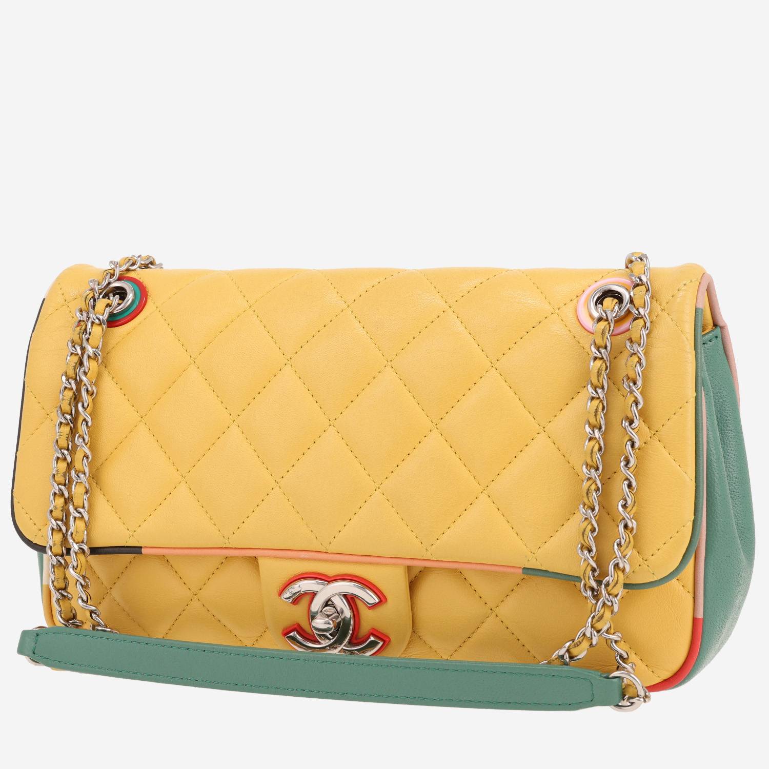 Sac à main Chanel  Editions Limitées Coco Cuba en cuir matelassé jaune vert et multicolore