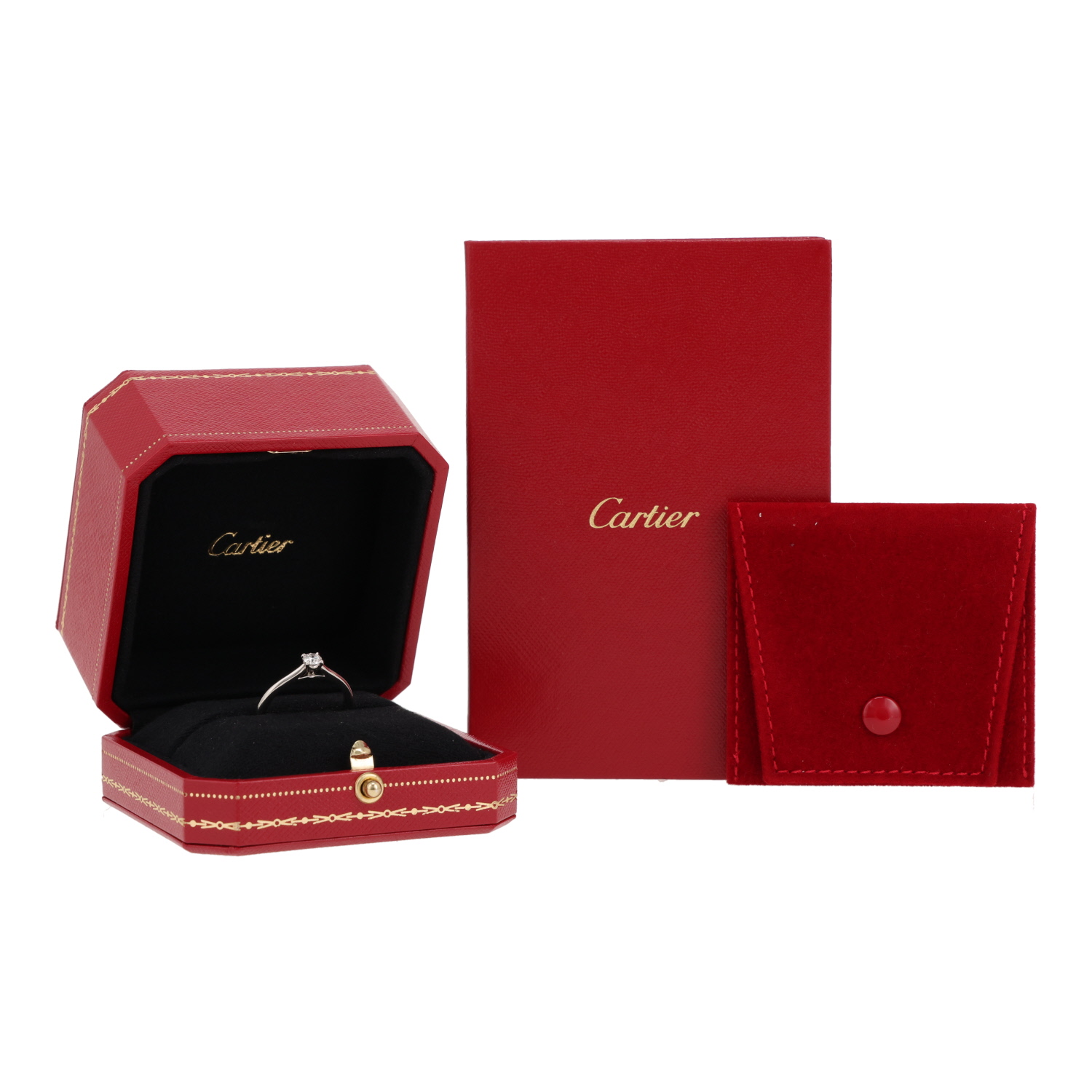 Bague solitaire Cartier 1895 en platine et diamant - Detail D2