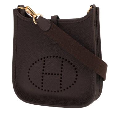 Hermès  Mini Evelyne shoulder bag  in ebene leather taurillon clémence