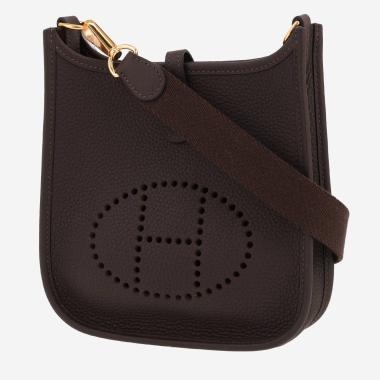 Hermès  Mini Evelyne shoulder bag  in ebene leather taurillon clémence