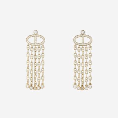 Paire de boucles d'oreilles Hermès Chaîne d'Ancre Calypso moyen modèle en or jaune et diamants