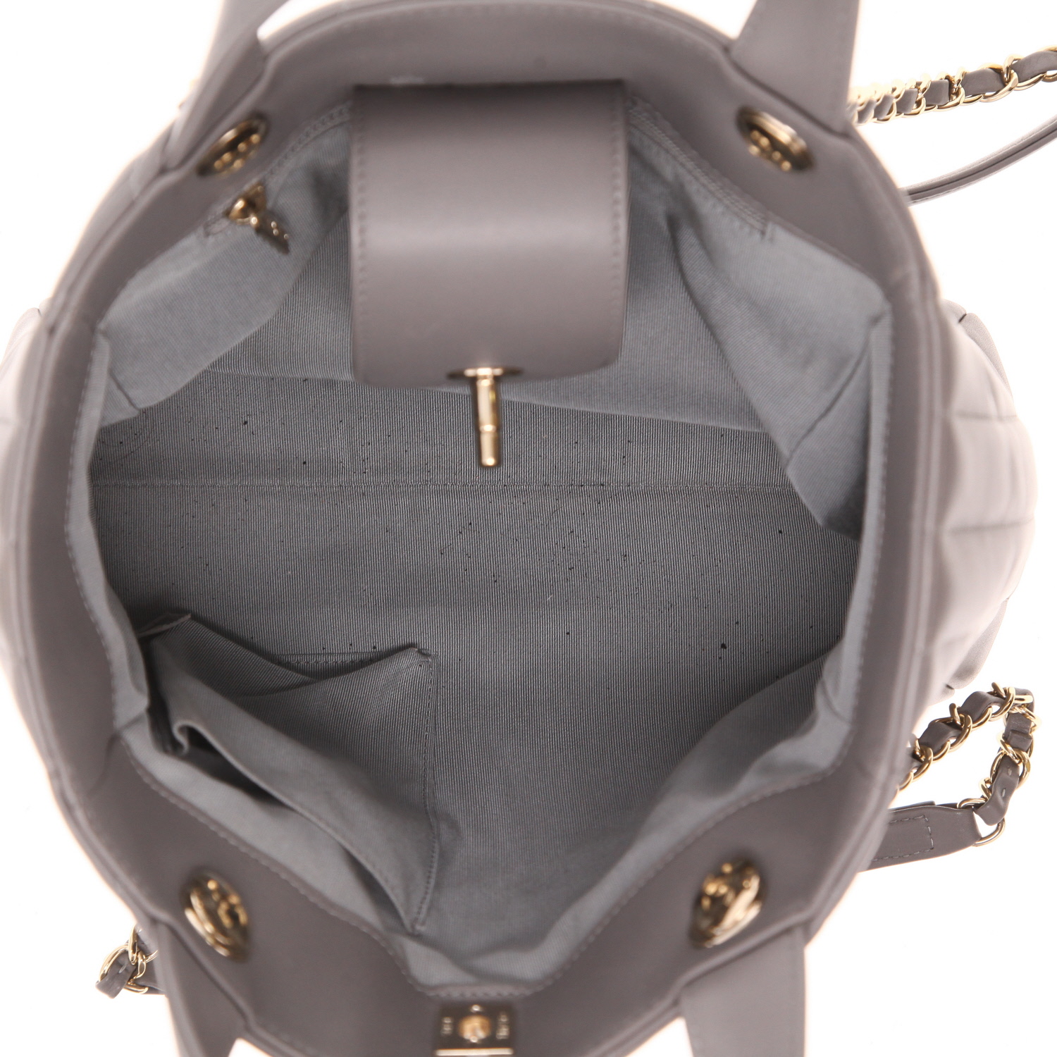 Borsa Chanel  Statement Tote modello piccolo  in pelle trapuntata a zigzag grigia - Detail D3
