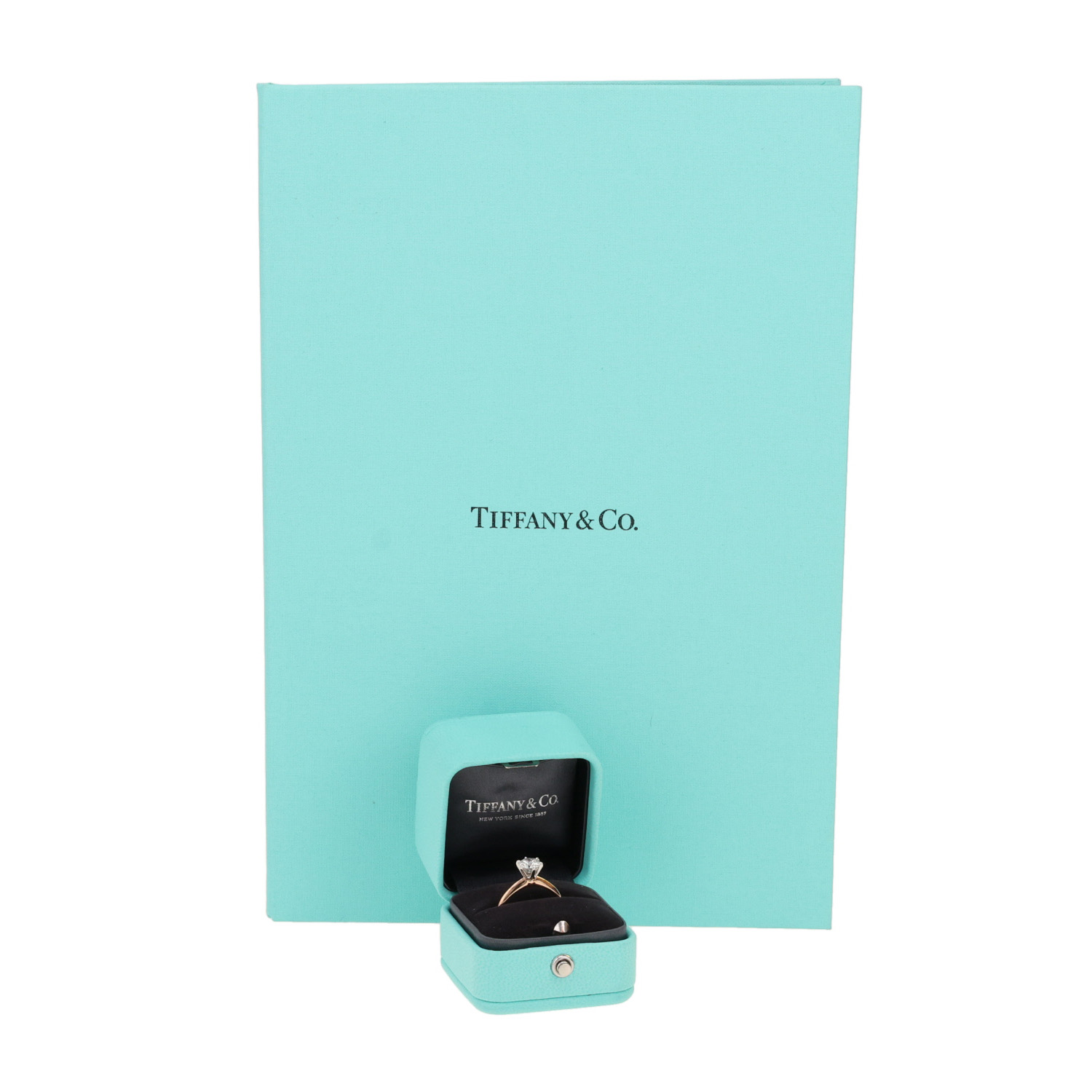 Tiffany & Co Setting solitaire ring in pink gold, platinium and diamond - Detail D2