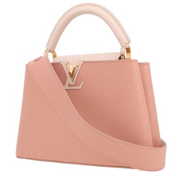 Borsa Louis Vuitton  Capucines BB in pelle taurillon clemence rosa e beige