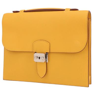 Pochette Hermès  Sac à dépêches en cuir epsom jaune