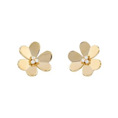 Pendientes con clip Van Cleef & Arpels Frivole modelo grande de oro amarillo y diamantes