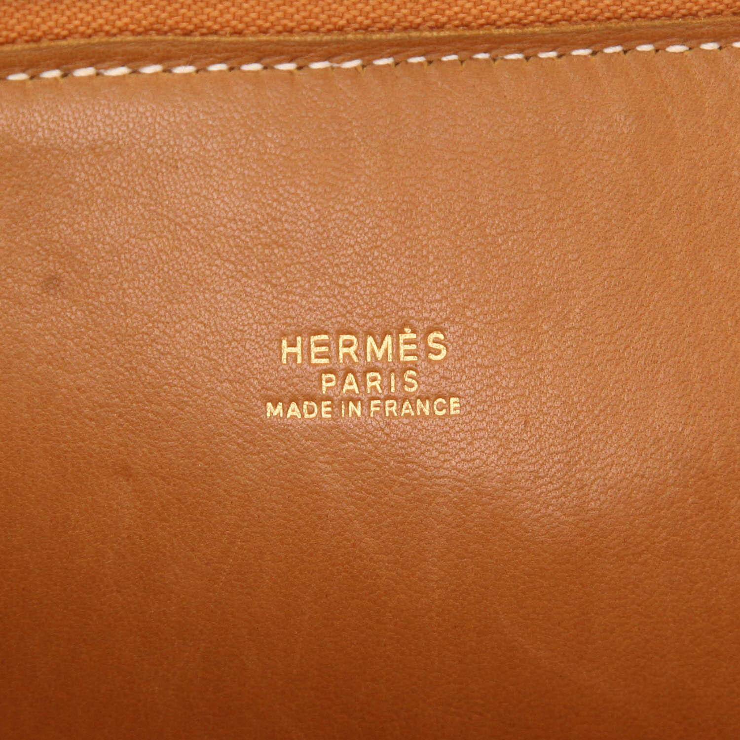 Bolso de mano Hermès  Bolide 35 cm en cuero Courchevel color oro - Detail D2