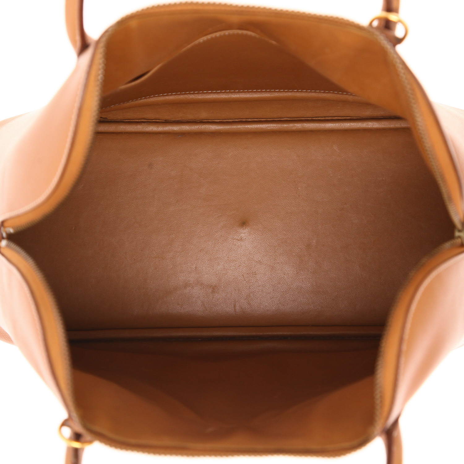 Hermès  Bolide 35 cm handbag  in gold Courchevel leather - Detail D3