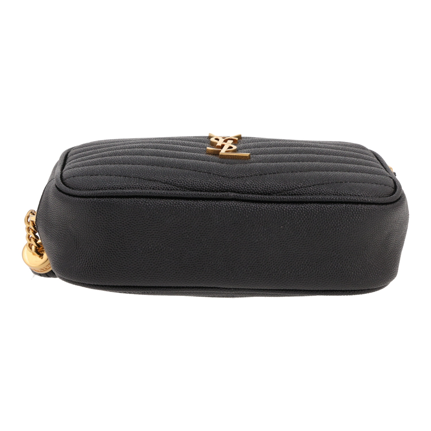 Saint Laurent  Mini Lou shoulder bag  in black grained leather - Detail D1