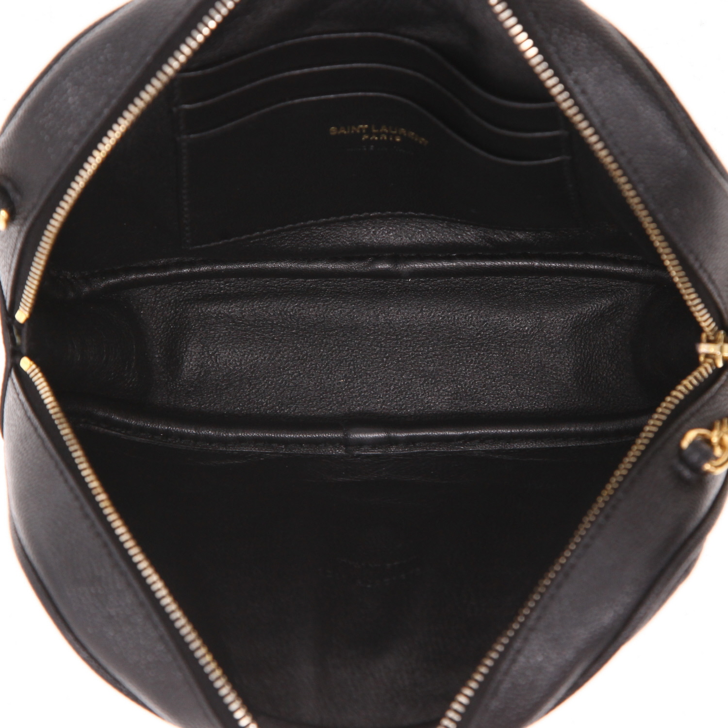 Sac bandoulière Saint Laurent  Mini Lou en cuir grainé noir - Detail D3